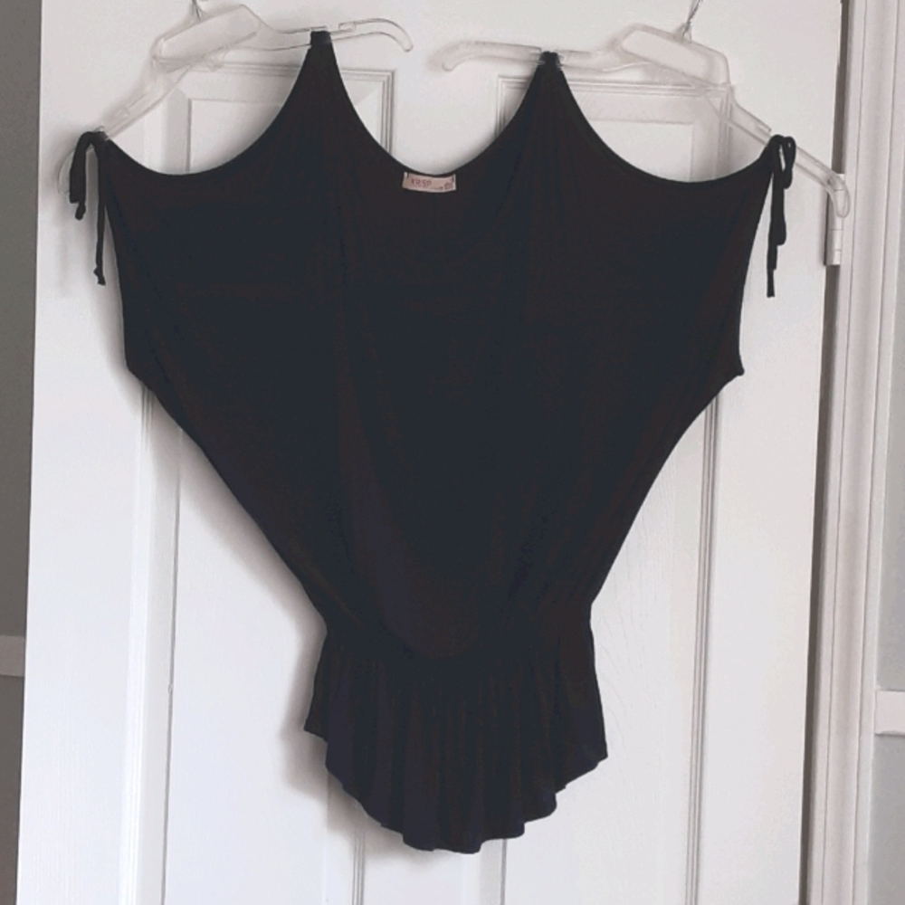 Navy blue Batwing Cold shoulder Top